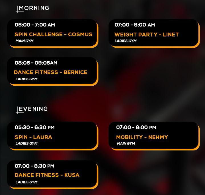 Nextgen Gym Classes on Friday Nairobi Kenya